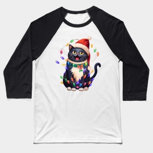 Christmas Lights Cat Merry Catmas Baseball T-Shirt